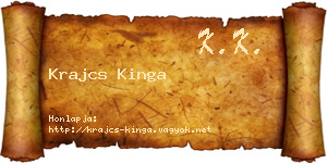 Krajcs Kinga névjegykártya